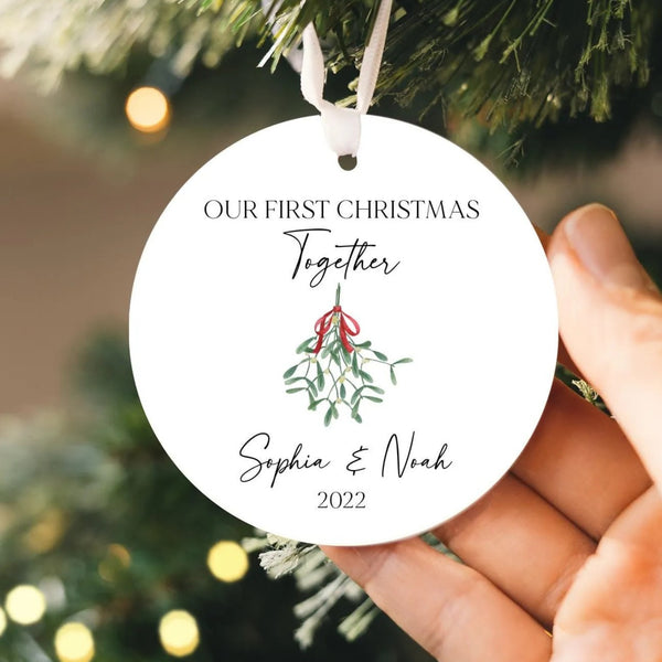 Personalized First Christmas Together Ornament 2025 | New Couple Keepsake, Ceramic Christmas Ornament, Personalized New Couple Gift Idea
