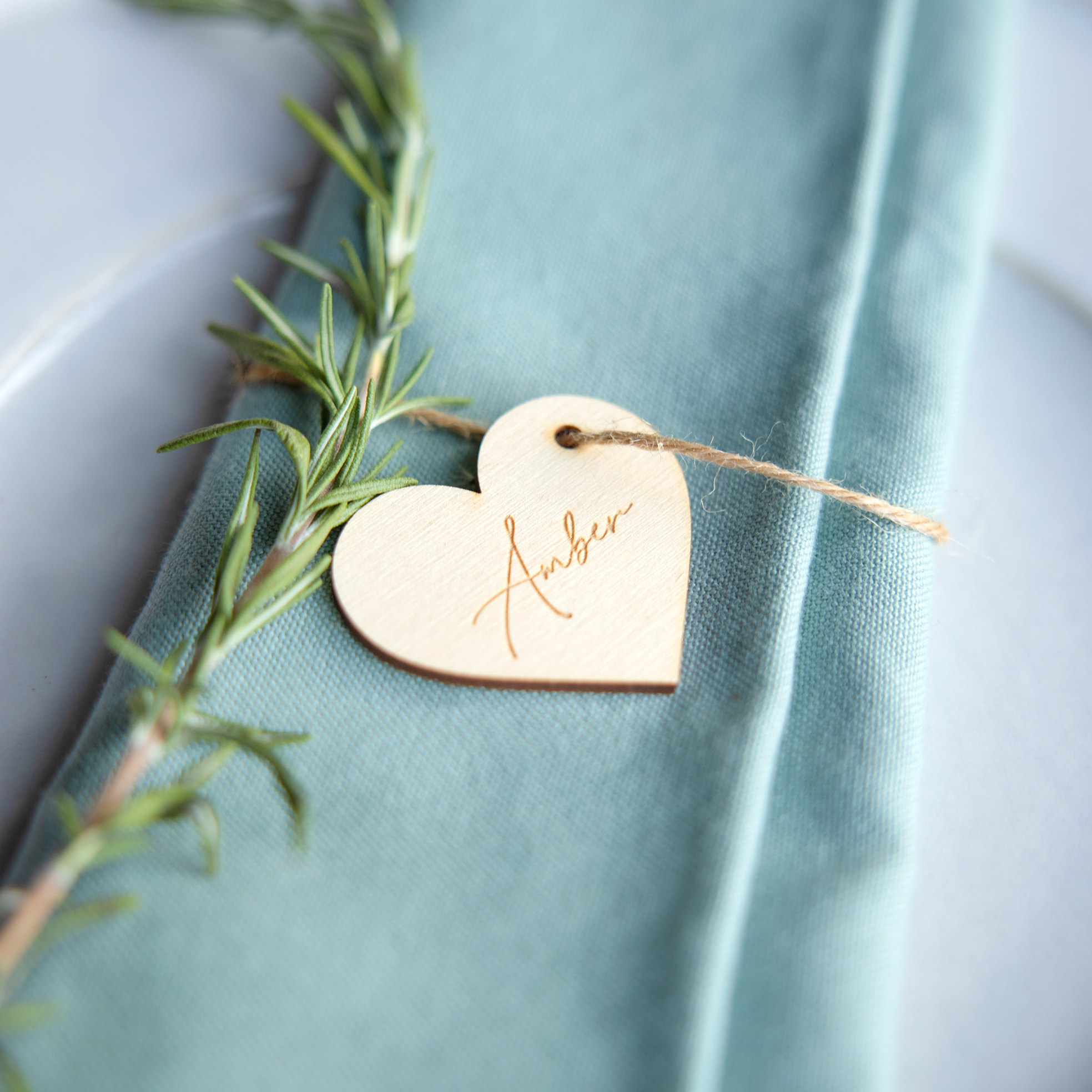 Custom Wooden Heart Place Card