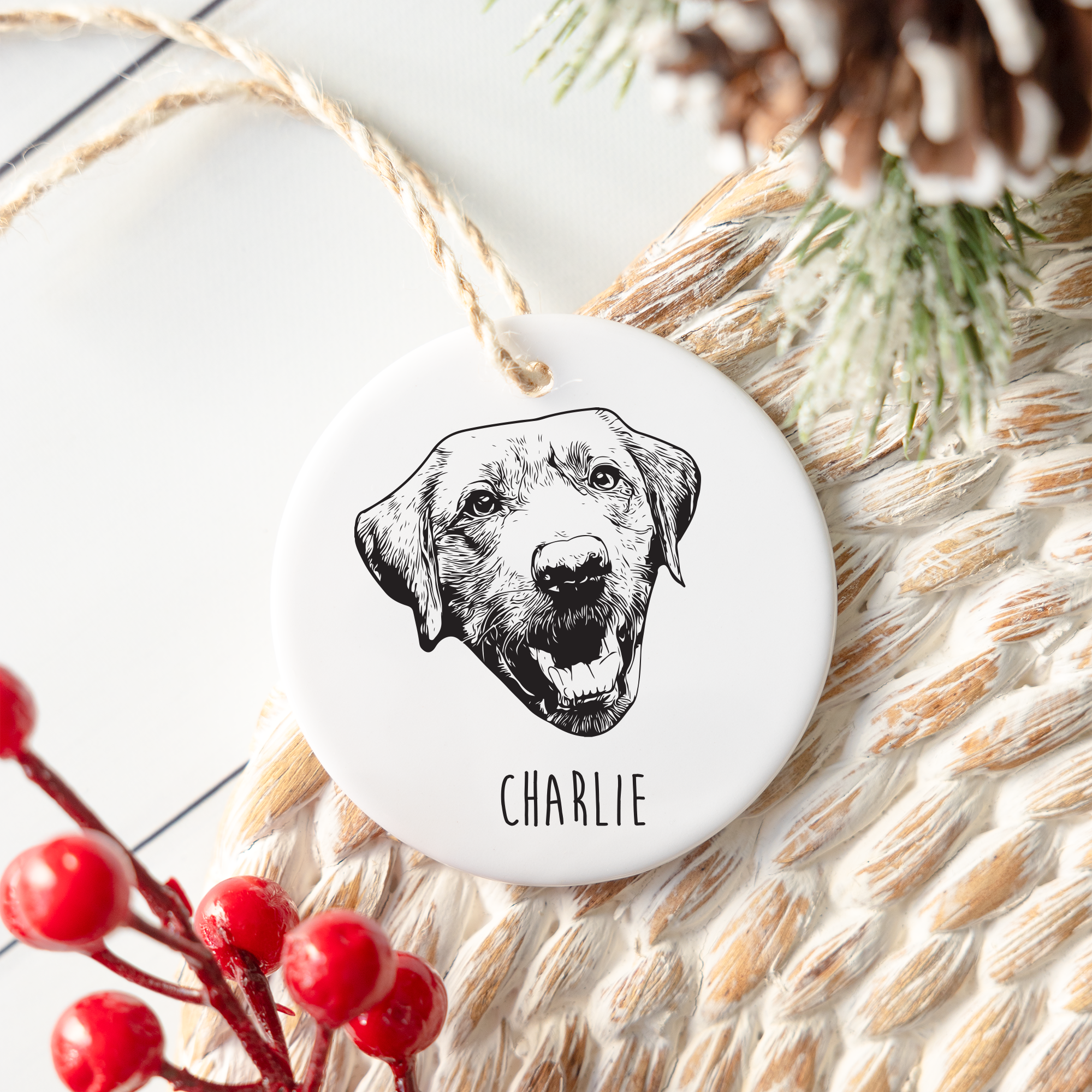 Personalized Pet Photo Sketch Ornament