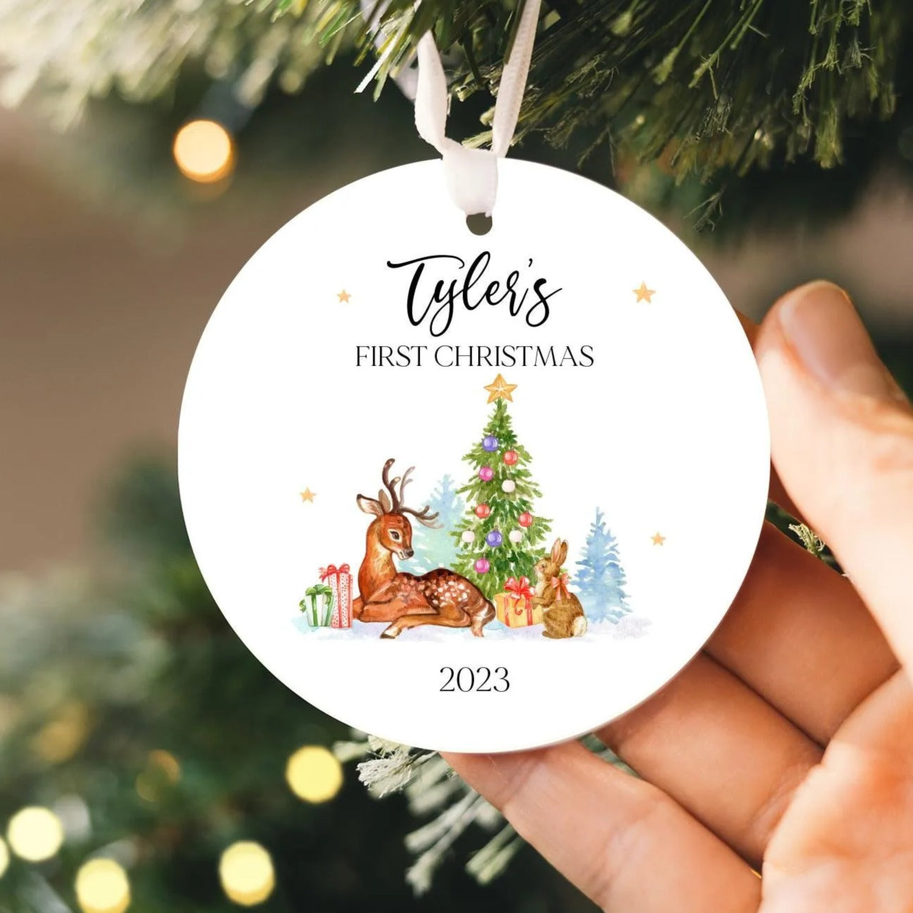 Custom Baby's First Christmas Ornament 2025 | Ceramic New Baby Ornament, New Mom Gift, Baby's First Holiday Gift, New Baby Keepsake