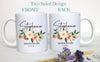 Boho Bohemian Floral Bridesmaid Custom Name With Date - White Ceramic Mug