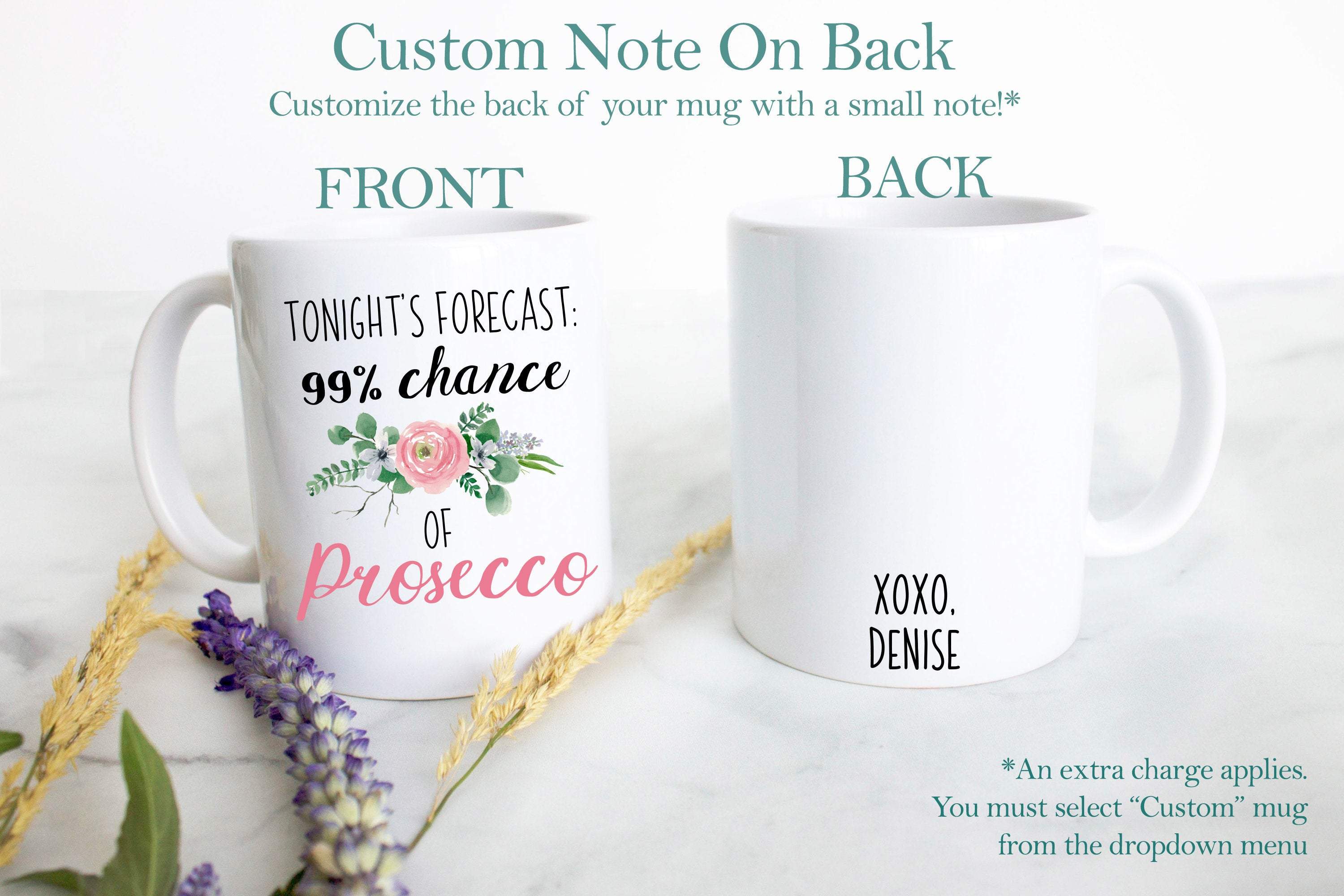 Tonight's Forecast 99% Chance of Prosecco - White Ceramic Mug