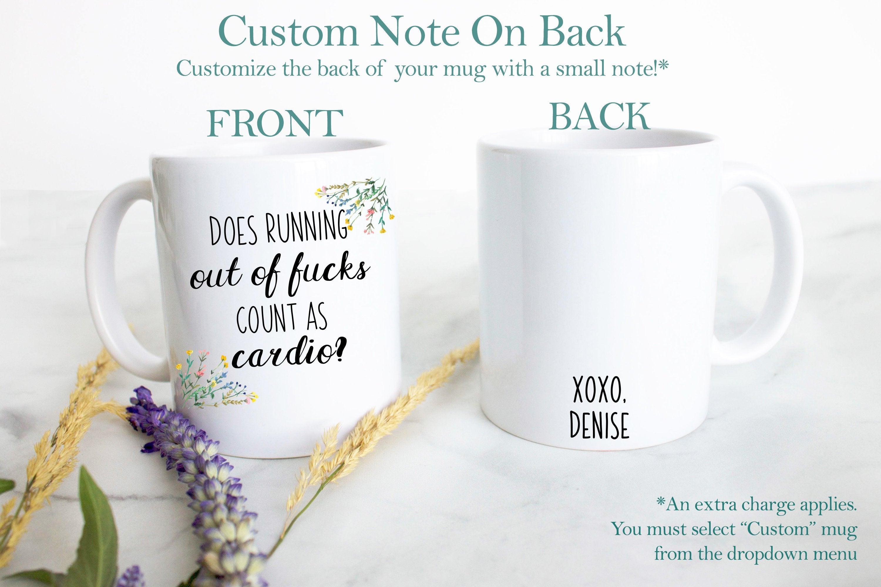 Does Running Out Of Fucks Count as Cardio Floral Mug  - White Ceramic Mug