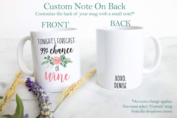 Tonight's Forecast 99% Chance of Wine - White Ceramic Mug