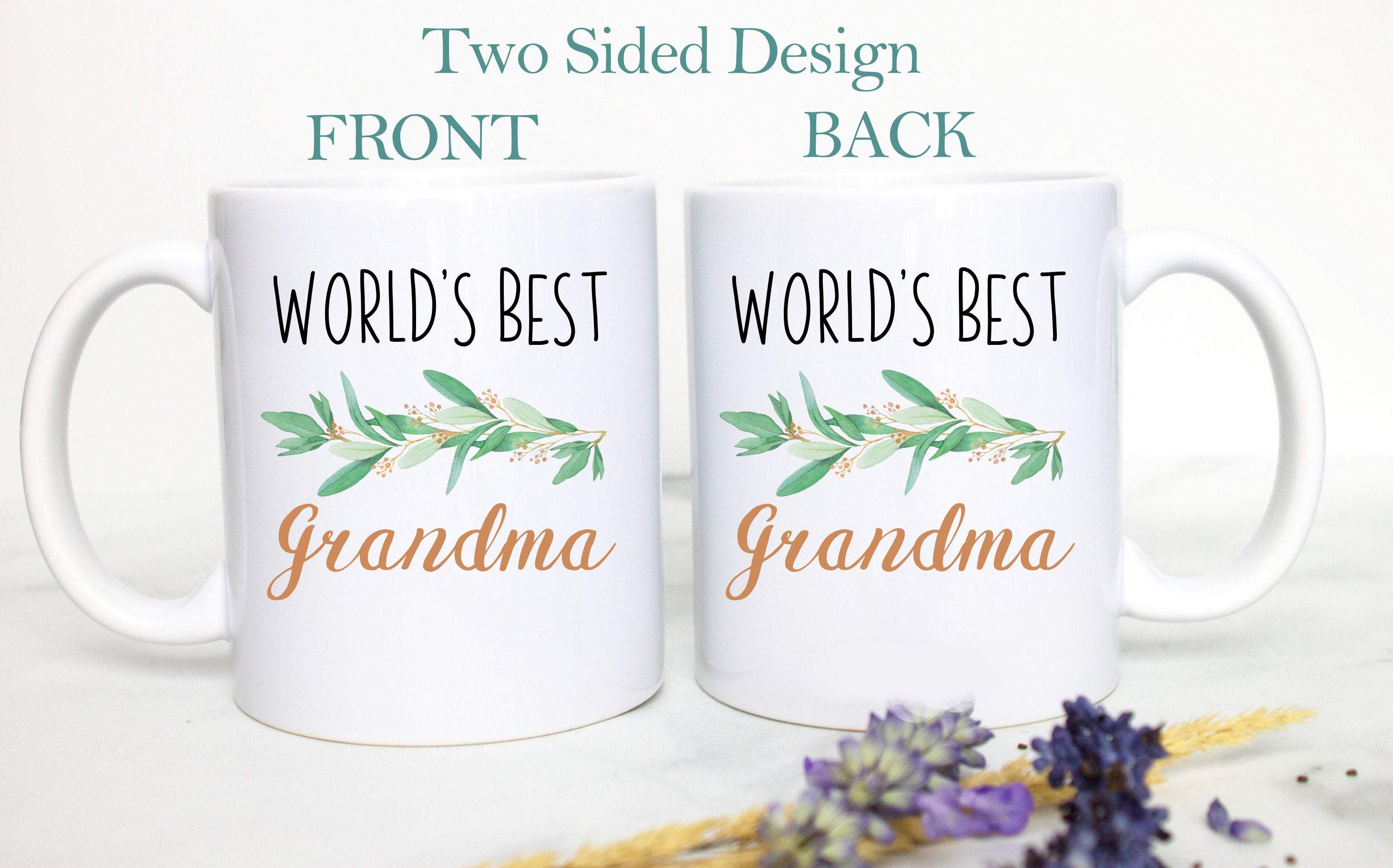 World's Best Grandma Greenery - White Ceramic Mug