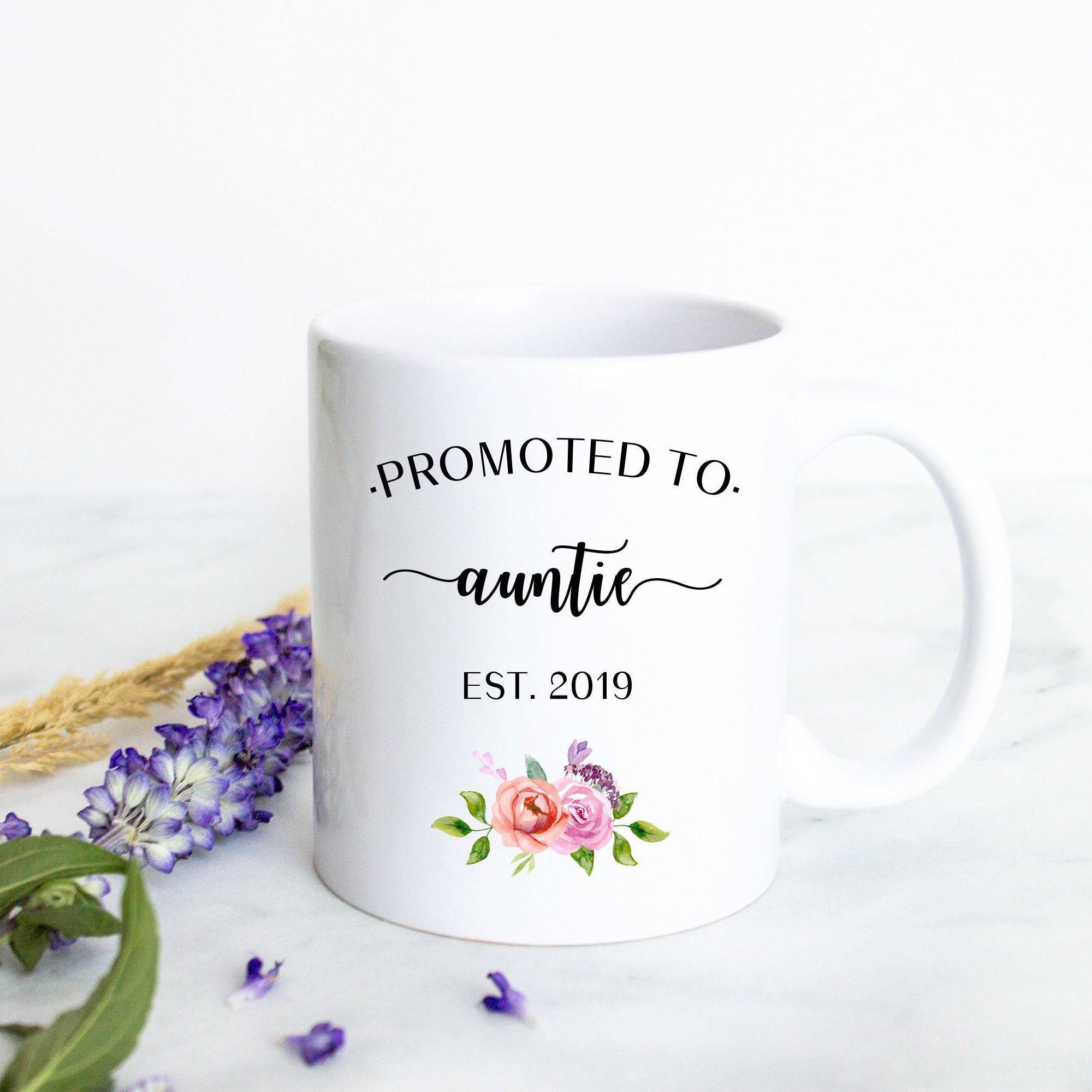 Promoted to Auntie - White Ceramic Mug - Inkpot