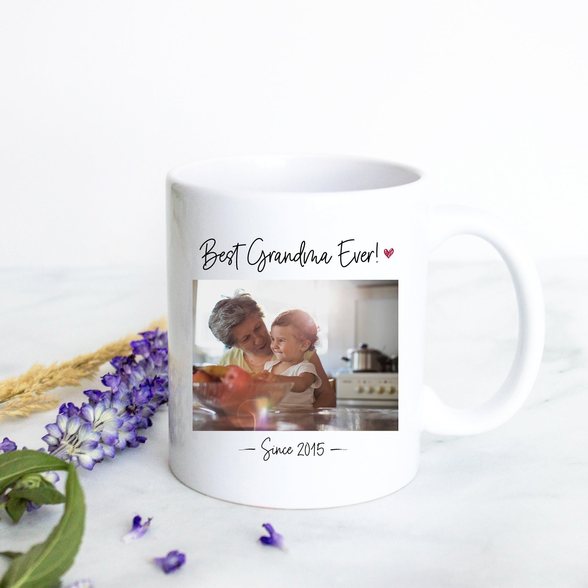 Best Grandma With Photo - White Ceramic Mug