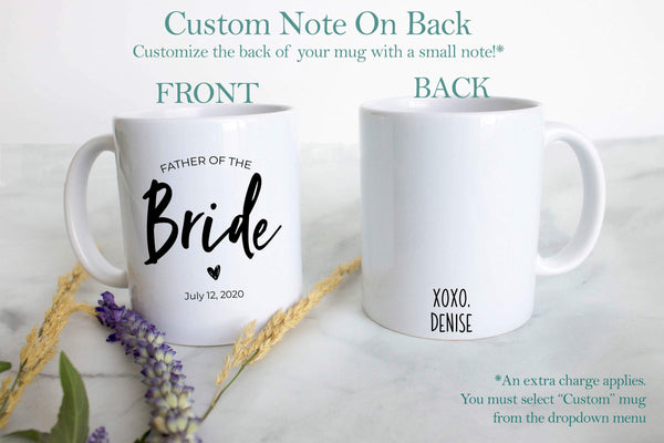 Mother of the Bride Mother of the Groom Individual or Mug Set Custom Date - White Ceramic Mug - Inkpot