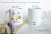 Boho Bohemian Succulent Floral Bridesmaid Custom Name With Date - White Ceramic Mug