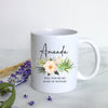 Boho Bohemian Succulent Floral Bridesmaid Custom Name With Date - White Ceramic Mug