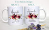 Burgundy Boho Floral Bridesmaid Custom Name With Date - White Ceramic Mug - Inkpot