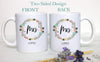 Floral Wreath Married Mrs. Mug #2 Custom Name - White Ceramic Mug