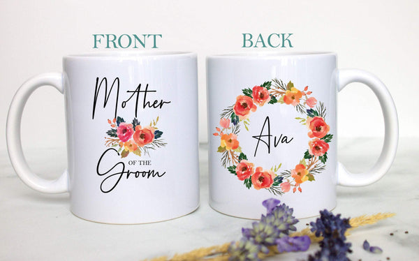 Autumn Fall Floral Mother of the Bride Custom Name - White Ceramic Mug