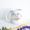 Floral Rustic Personalized Grandma Name Est Light  - White Ceramic Mug