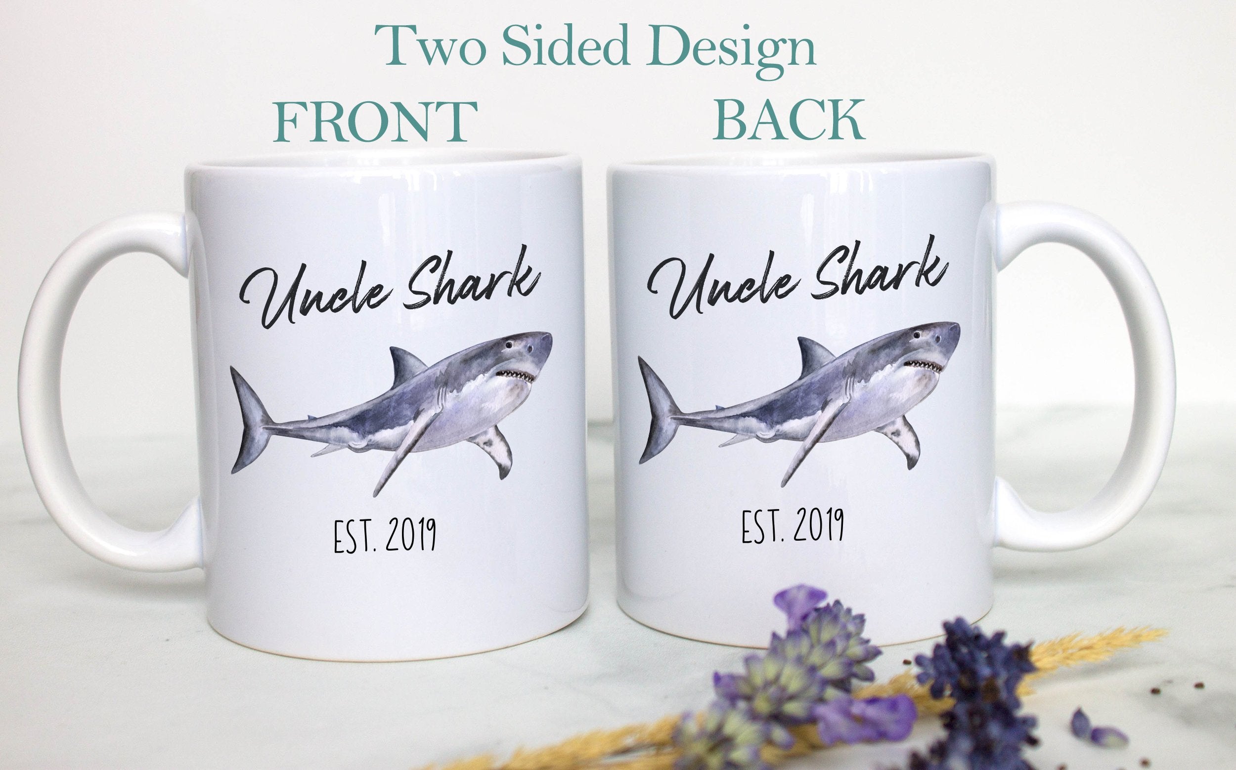 Uncle Shark Watercolor - White Ceramic Mug - Inkpot