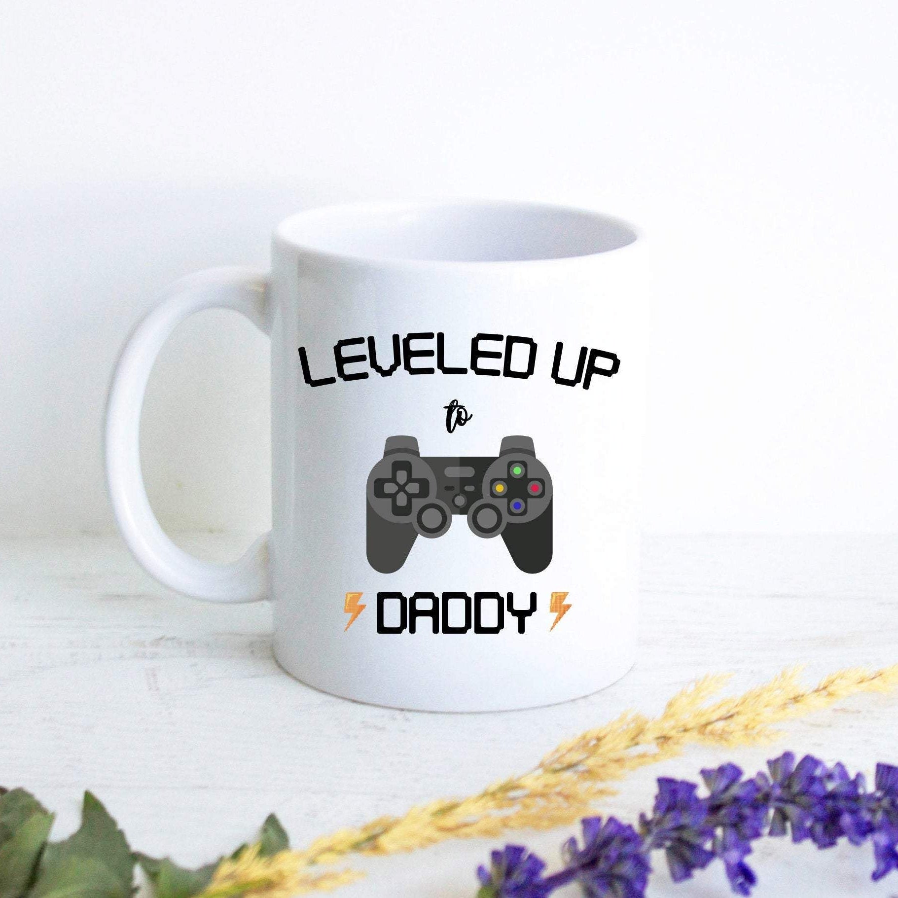 Leveled Up to Daddy PlayStation - White Ceramic Mug - Inkpot