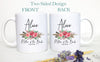 Bohemian Boho Fall Floral Mother of the Groom Custom Name With Date - White Ceramic Mug