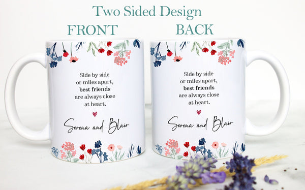 Best Friends Long Distance Floral - White Ceramic Mug