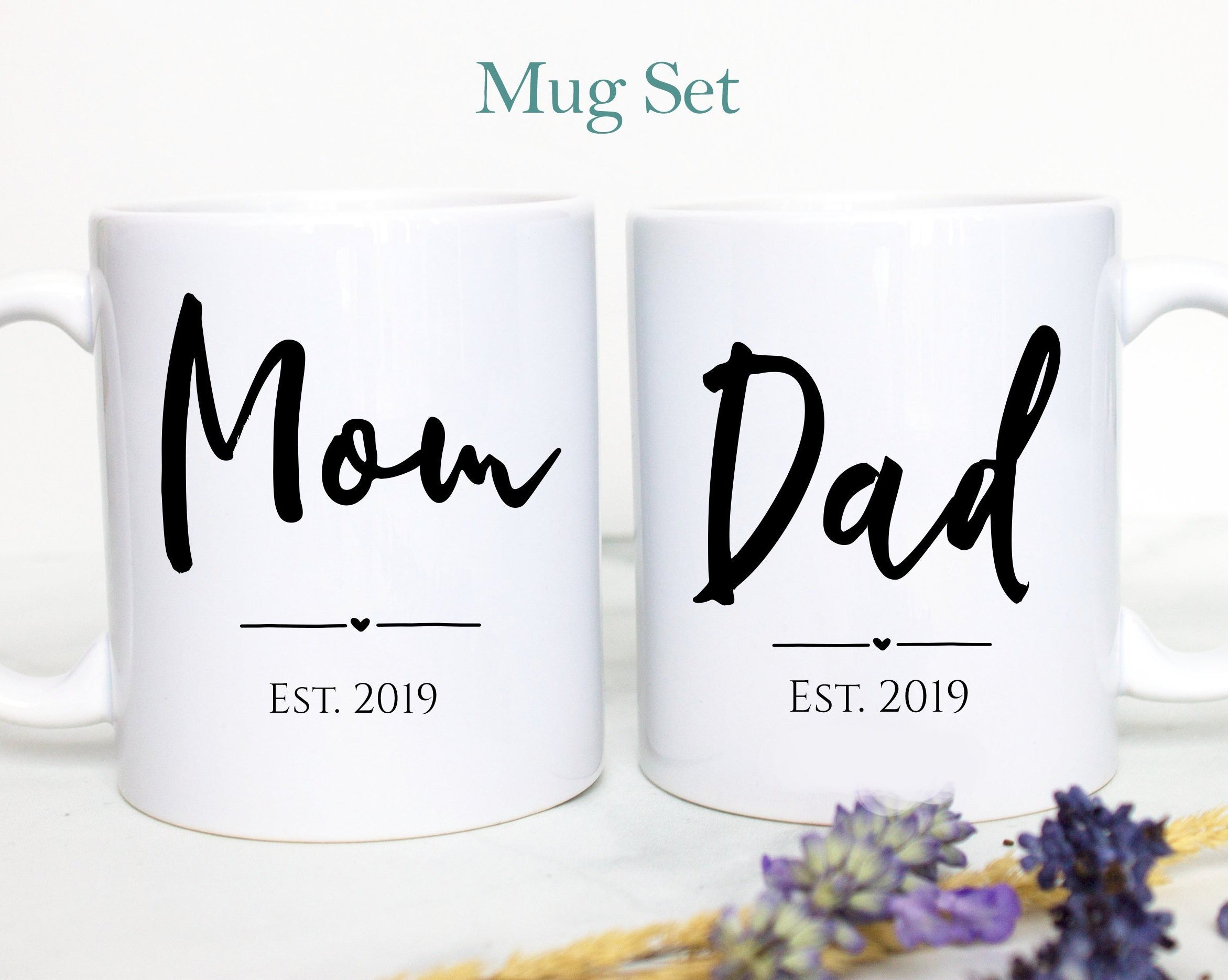 Mom and Dad Individual or Mug Set - White Ceramic Mug - Inkpot