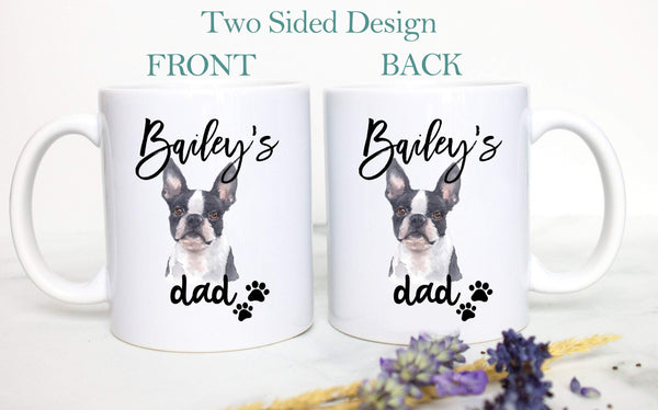 Personalized Boston Terrier Mom and Dad Individual or Mug Set - White Ceramic Custom Mug