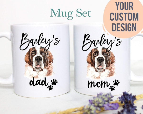 Personalized St. Bernard Dog Individual or Mug Set - White Ceramic Custom Mug - Inkpot