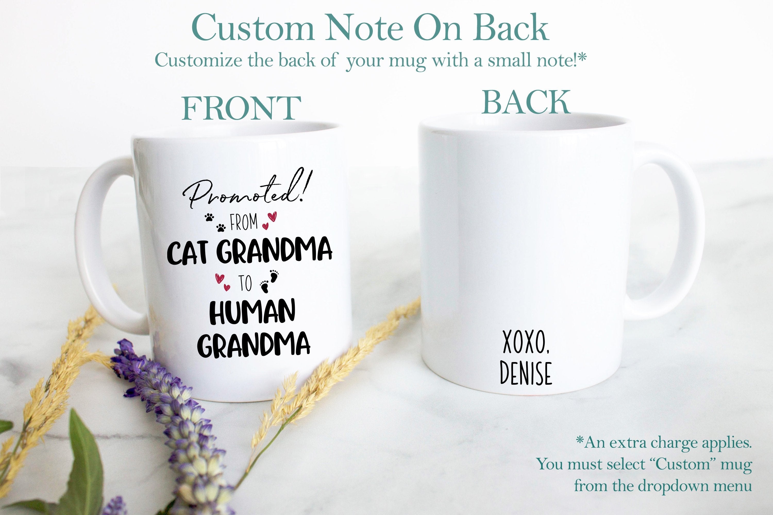 Promoted From Cat Grandma To Human Grandma - White Ceramic Mug