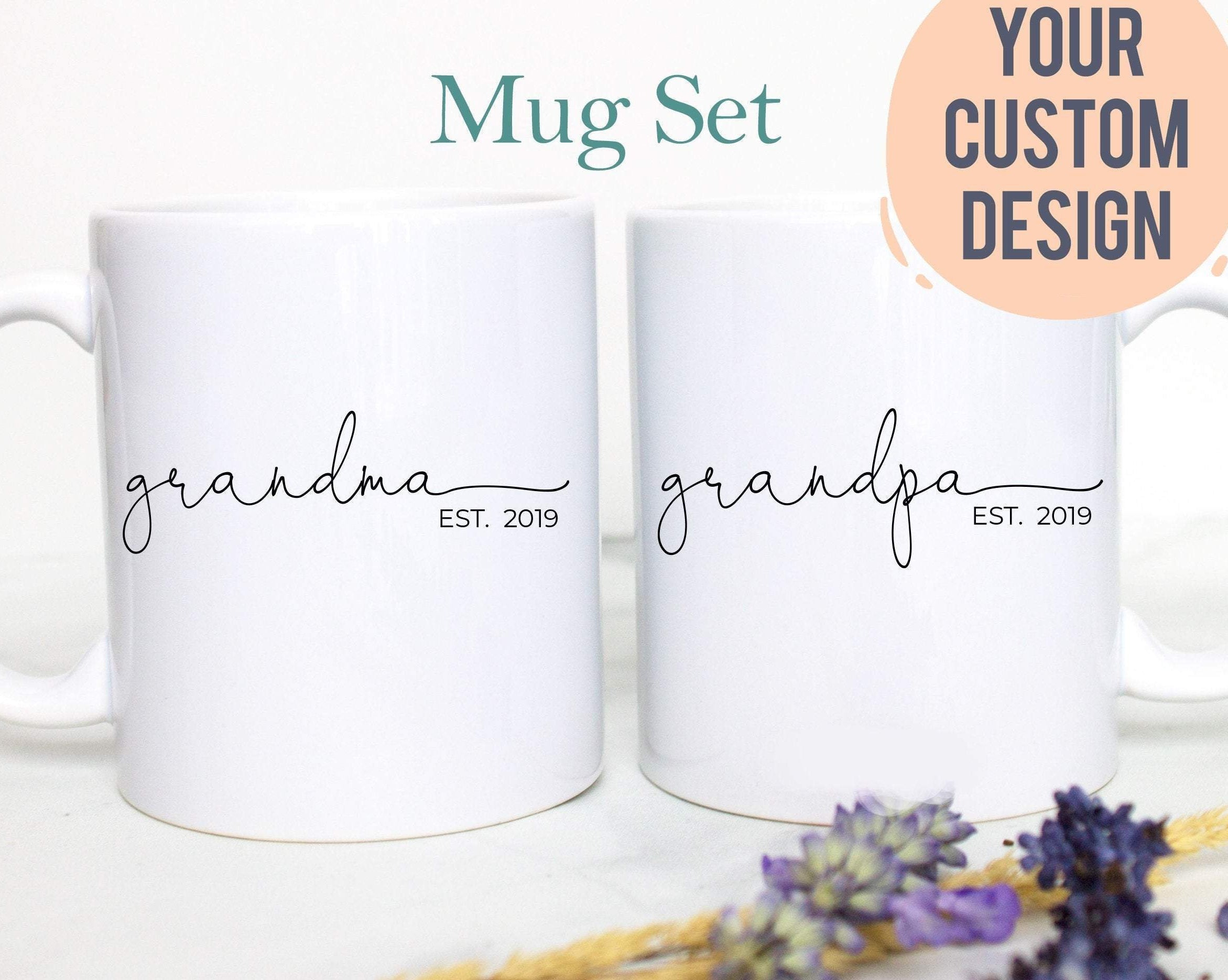 Grandpa and Grandma Individual or Mug Set - White Ceramic Mug - Inkpot