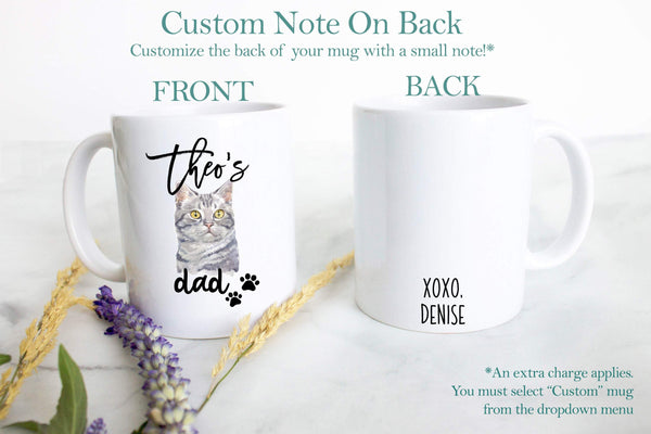 Personalized Tabby Cat Mom and Dad Individual or Mug Set #3- White Ceramic Custom Mug