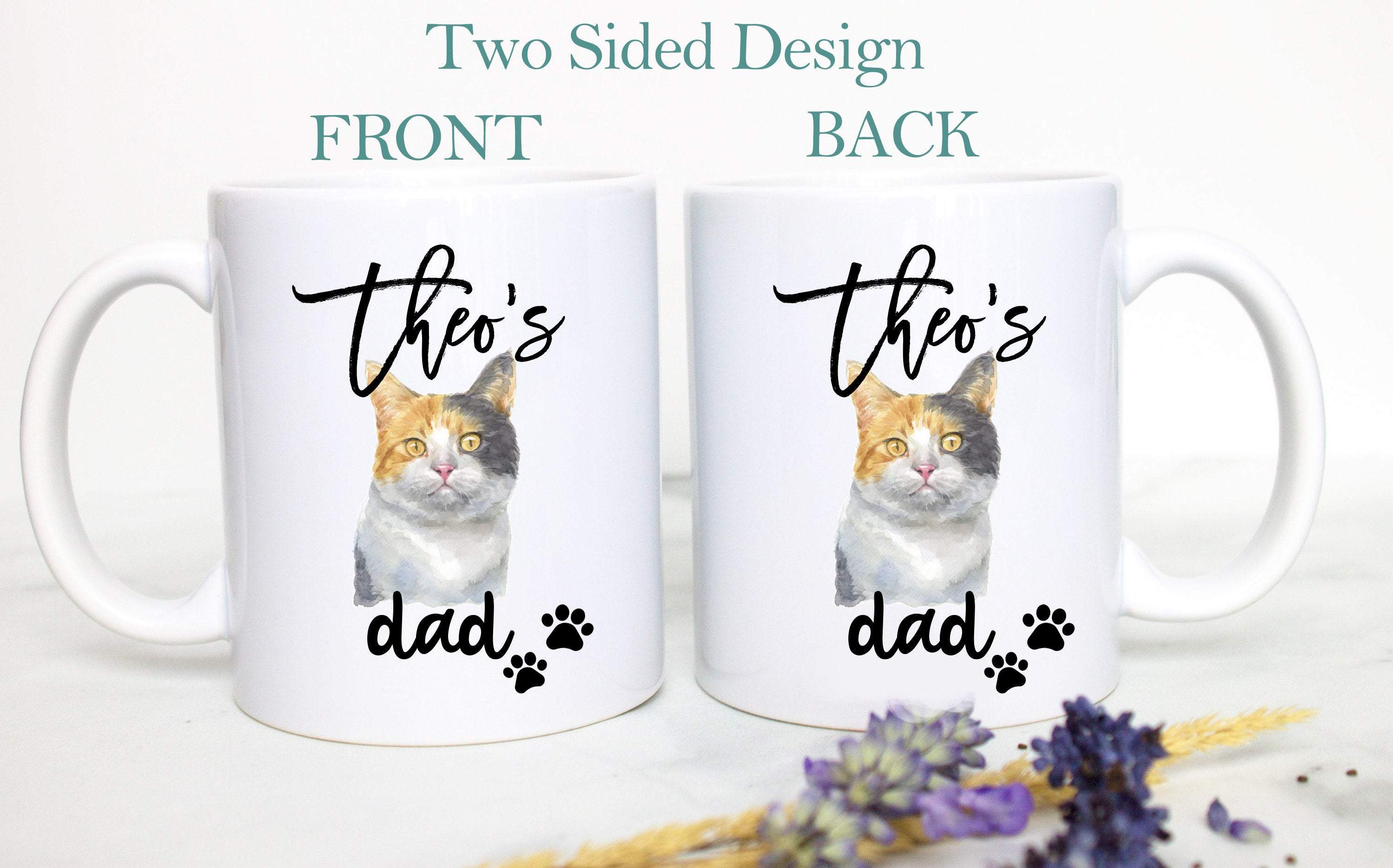 Personalized Tabby Cat Mom and Dad Individual or Mug Set #2- White Ceramic Custom Mug