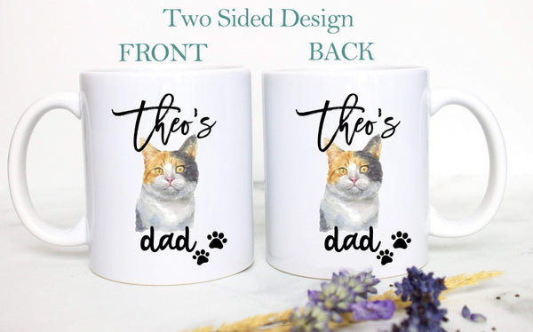 Personalized Tabby Cat Mom and Dad Individual or Mug Set #2- White Ceramic Custom Mug