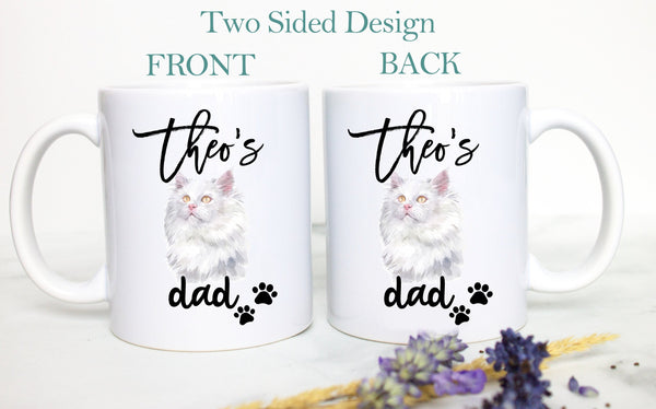 Personalized White Cat Mom and Dad Individual or Mug Set - White Ceramic Custom Mug