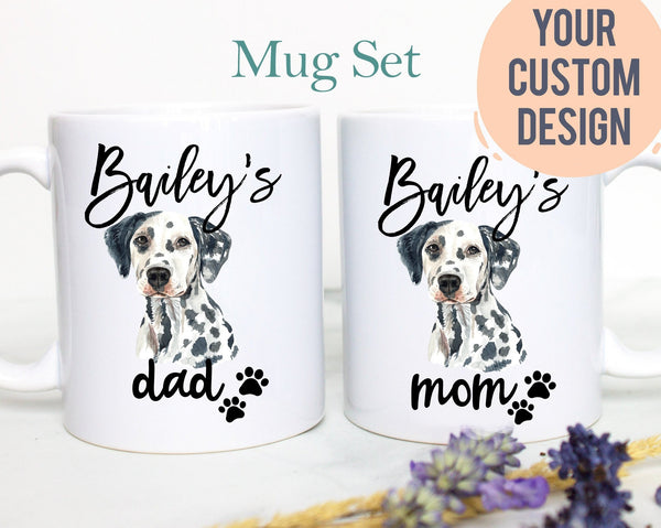 Personalized Dalmatian Mom and Dad Individual or Mug Set - White Ceramic Custom Mug