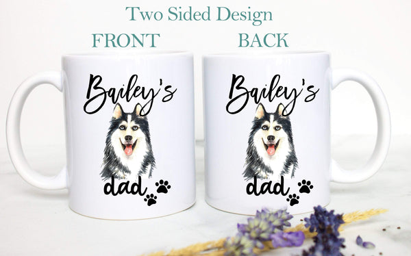 Personalized Husky Mom and Dad Individual or Mug Set - White Ceramic Custom Mug