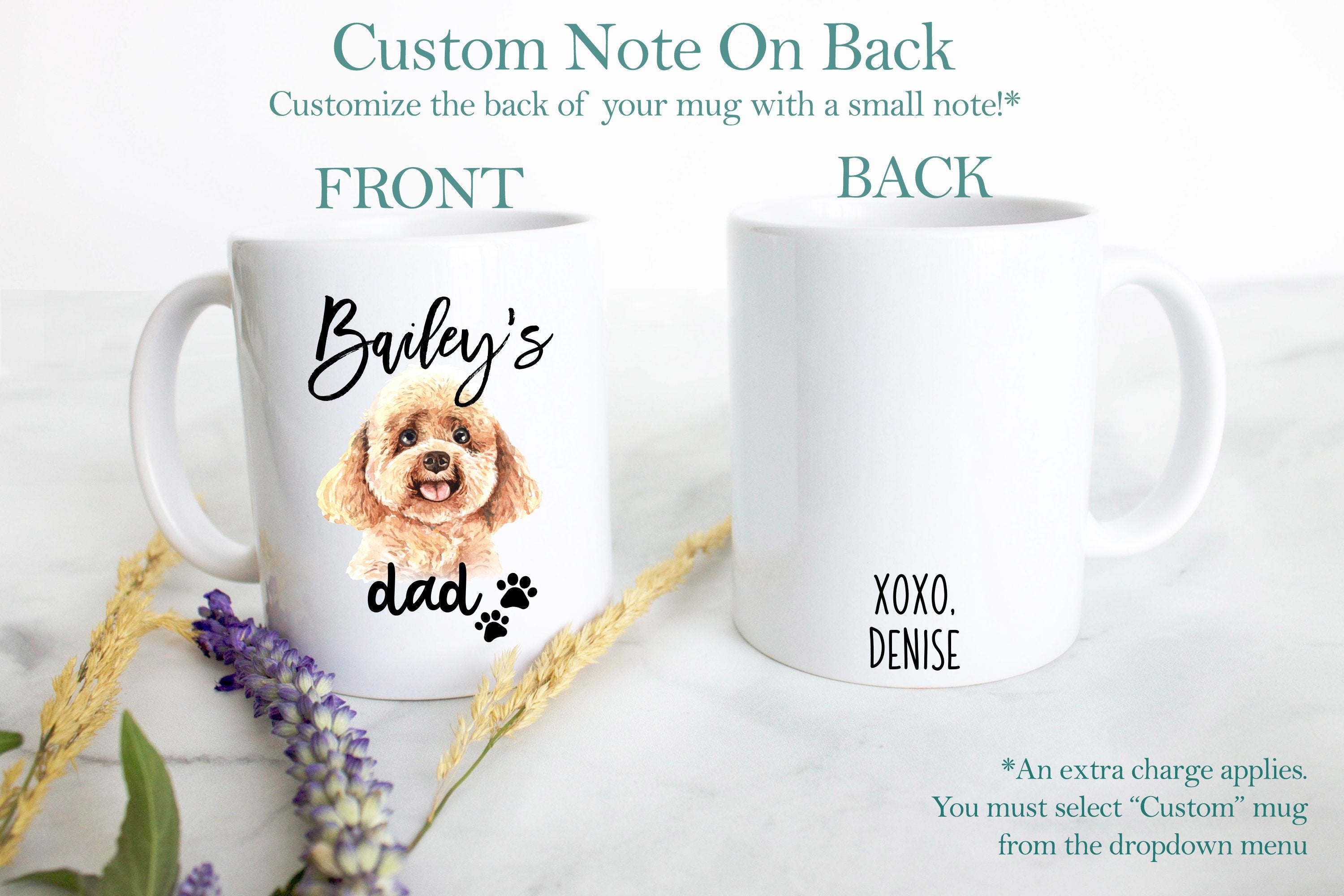 Personalized Poodle Mom and Dad Individual or Mug Set - White Ceramic Custom Mug