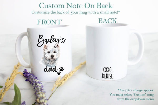 Personalized White Terrier Dog Individual or Mug Set - White Ceramic Custom Mug