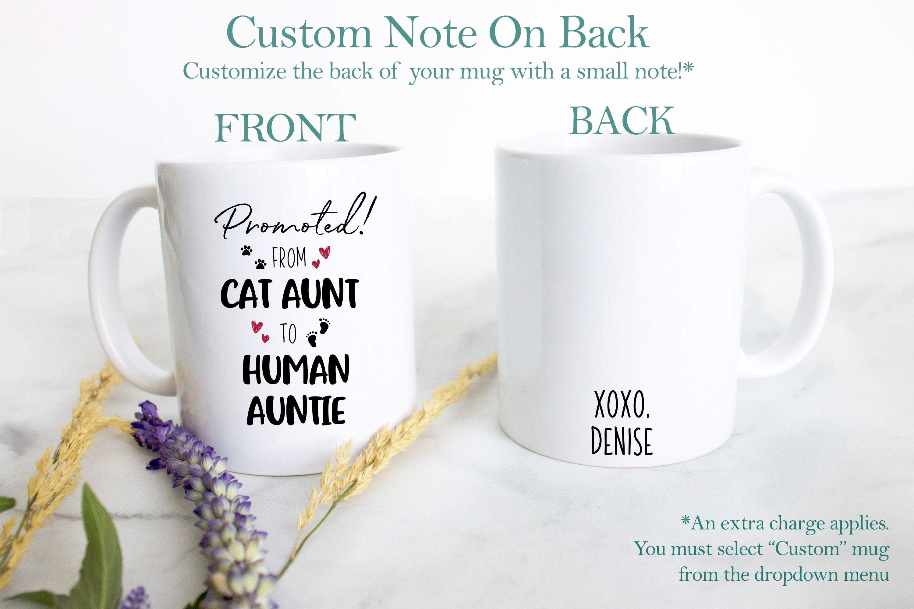 Promoted From Cat Aunt to Human Auntie - White Ceramic Mug