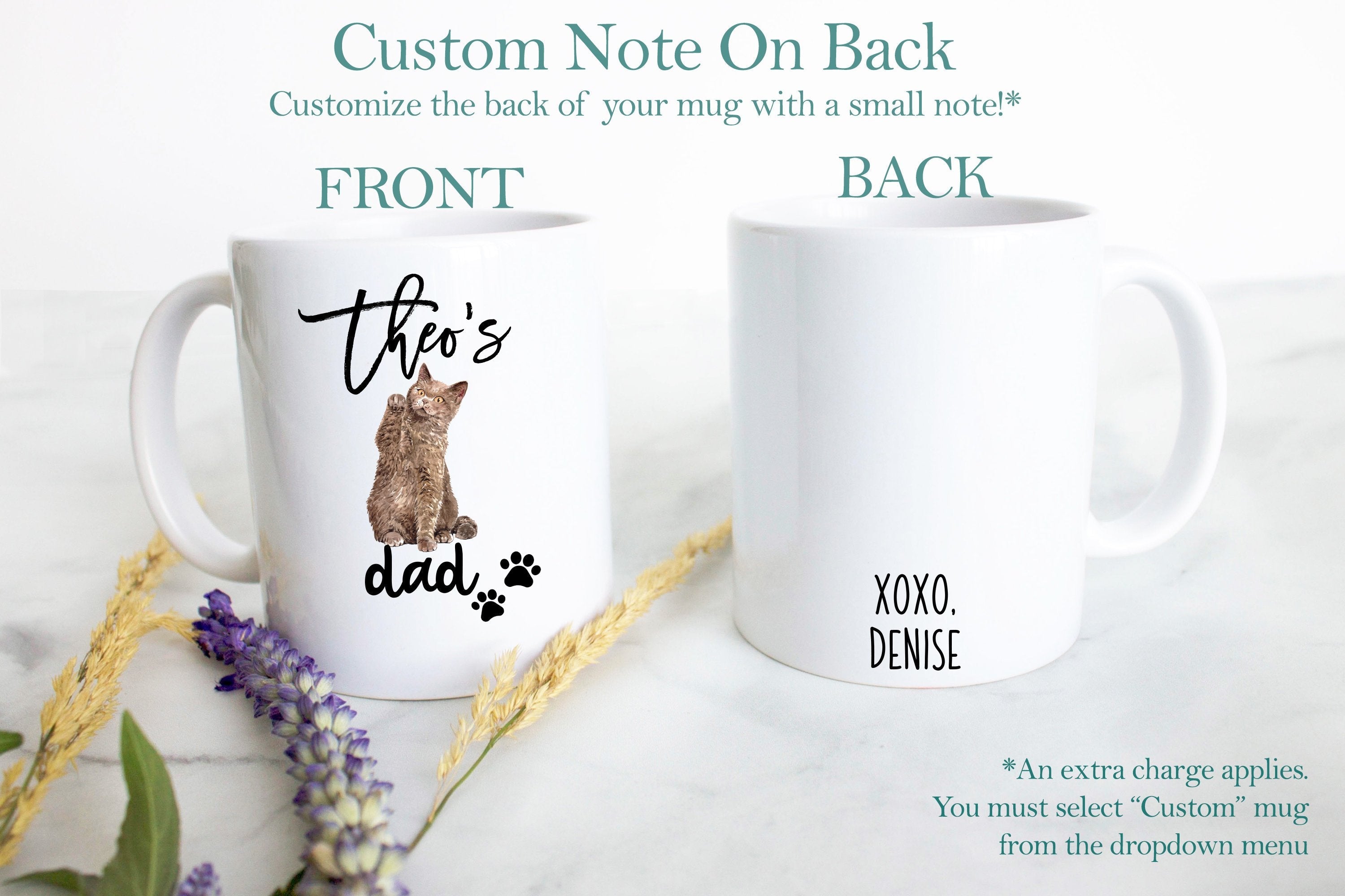 Personalized Brown Tabby Cat Mom and Dad Individual or Mug Set - White Ceramic Custom Mug