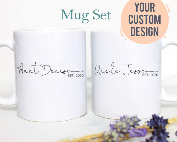 Personalized Name Aunt and Uncle Individual or Mug Set #4 - White Ceramic Mug - Inkpot