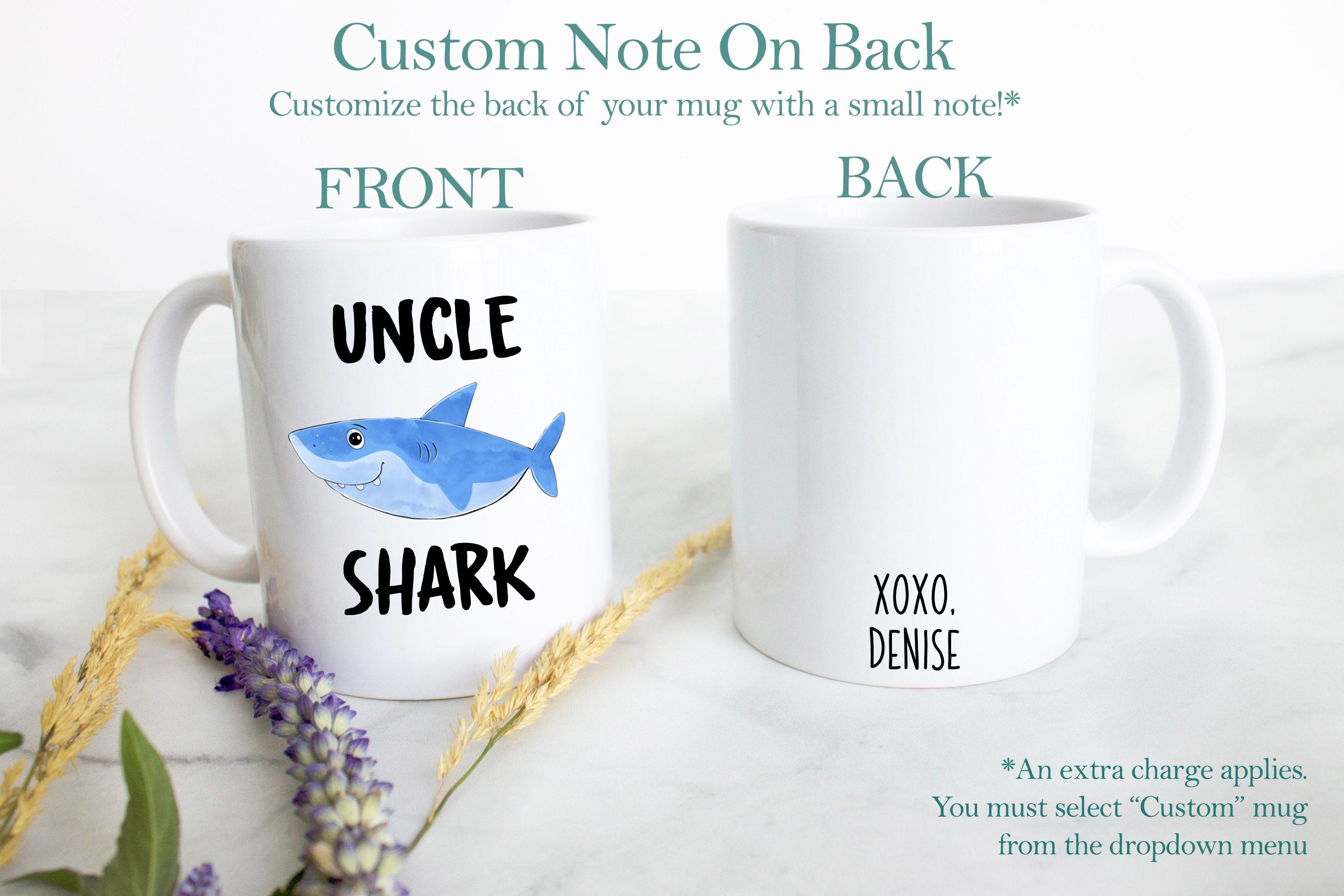 Aunt and Uncle Shark Individual or Mug Set - White Ceramic Mug