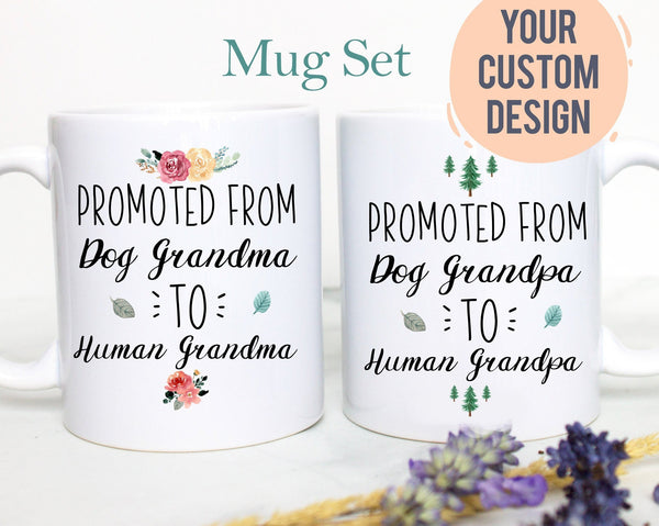 Promoted From Dog Grandma and Grandpa To Human Grandma and Grandpa Individual or Mug Set #2 - White Ceramic Mug - Inkpot