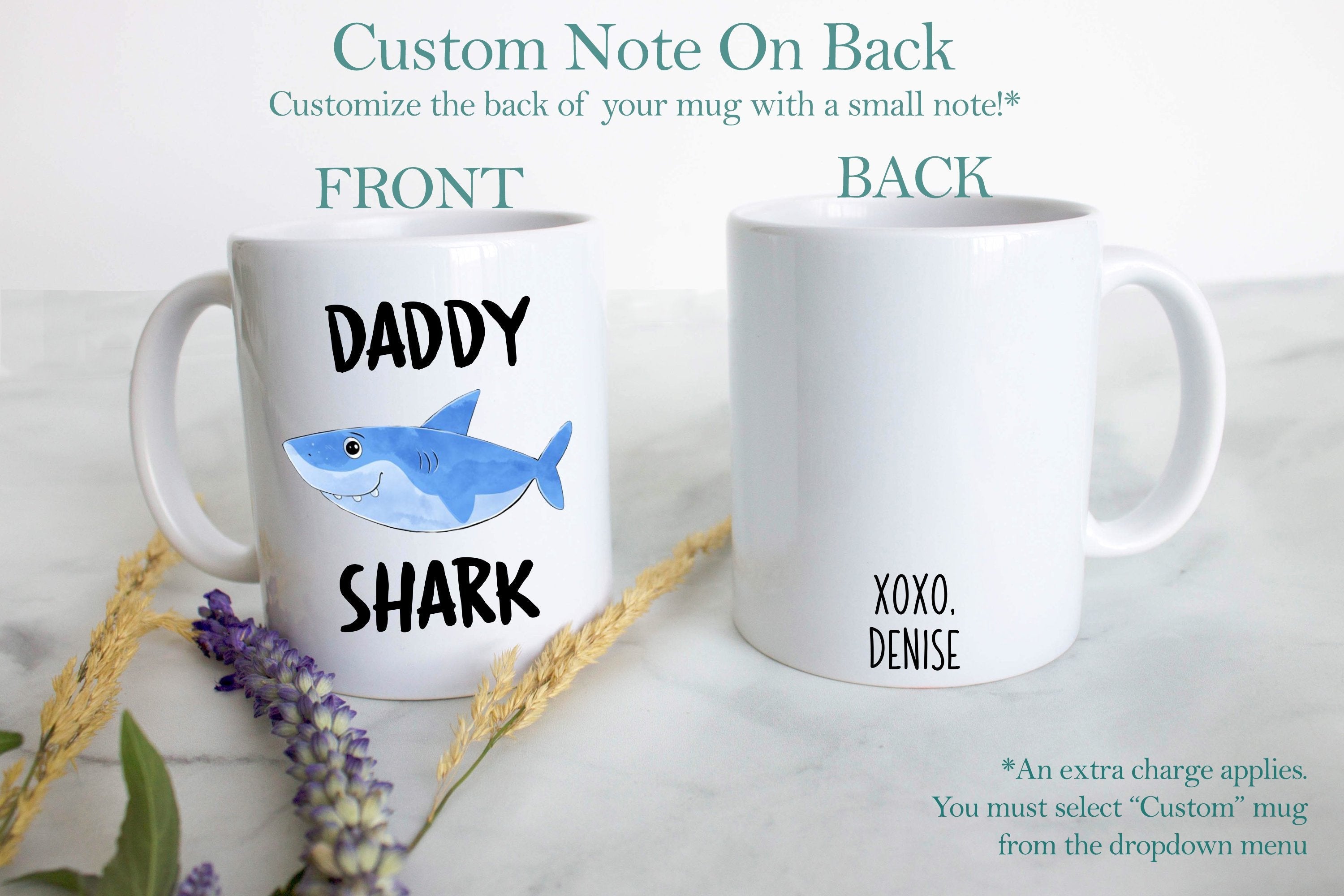 Mommy and Daddy Shark Individual or Mug Set - White Ceramic Mug