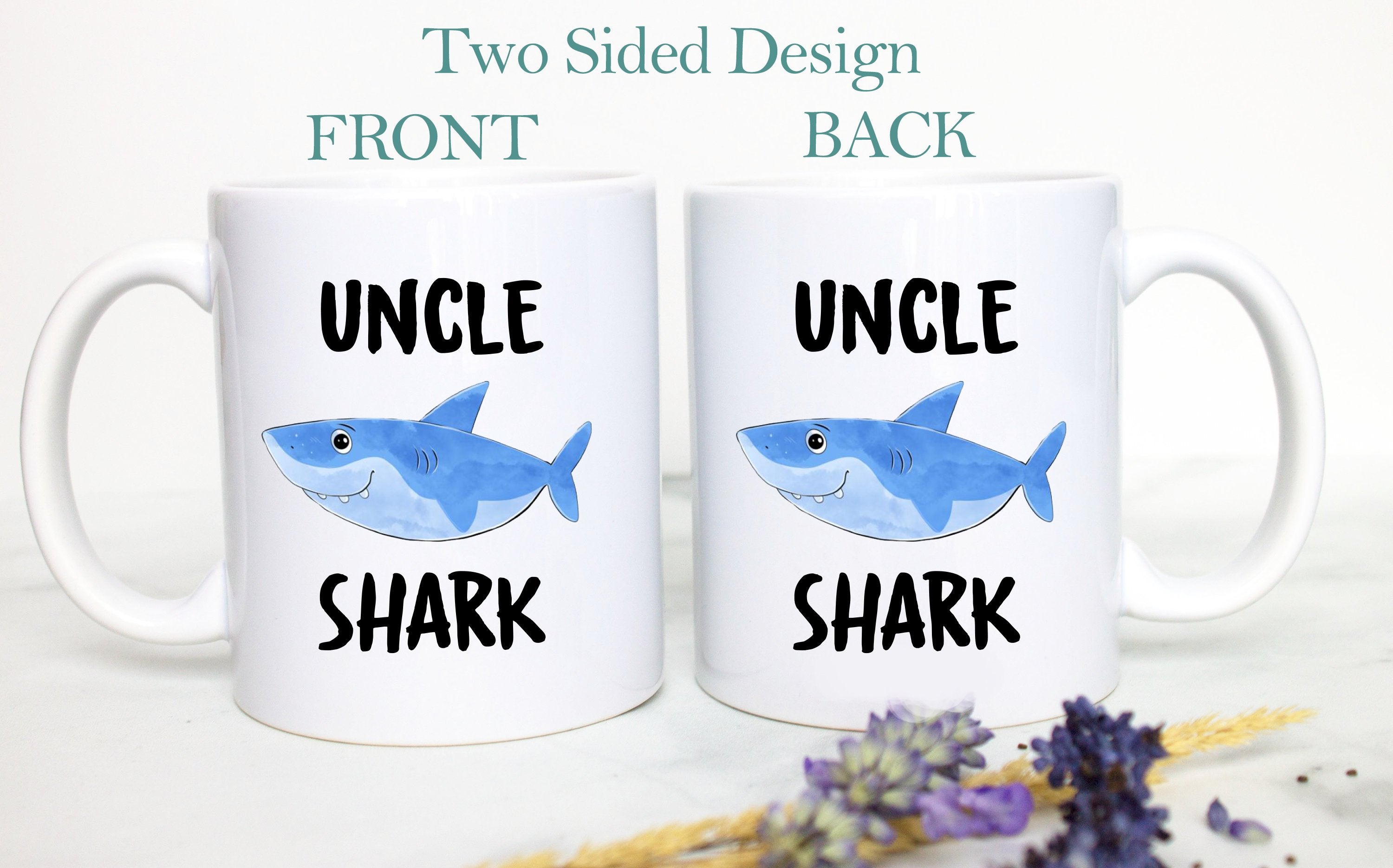 Aunt and Uncle Shark Individual or Mug Set - White Ceramic Mug