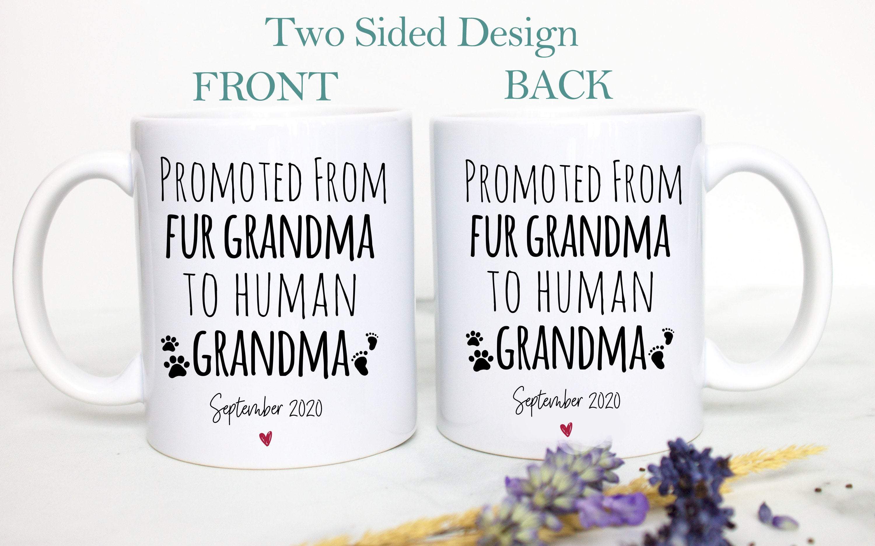 Promoted From Fur Grandma and Grandpa To Human - White Ceramic Mug - Inkpot