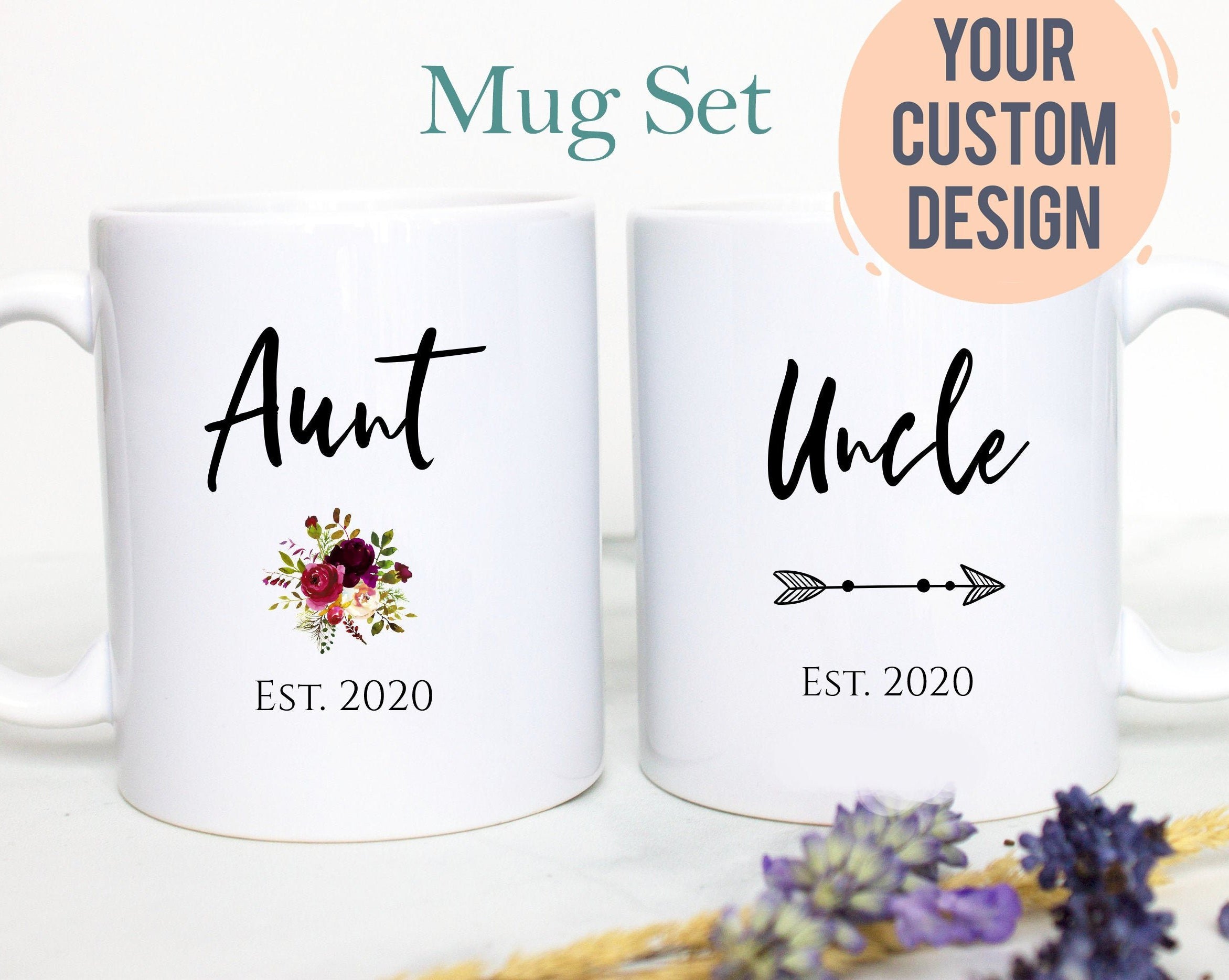 Personalized Aunt and Uncle Individual or Mug Set- White Ceramic Mug