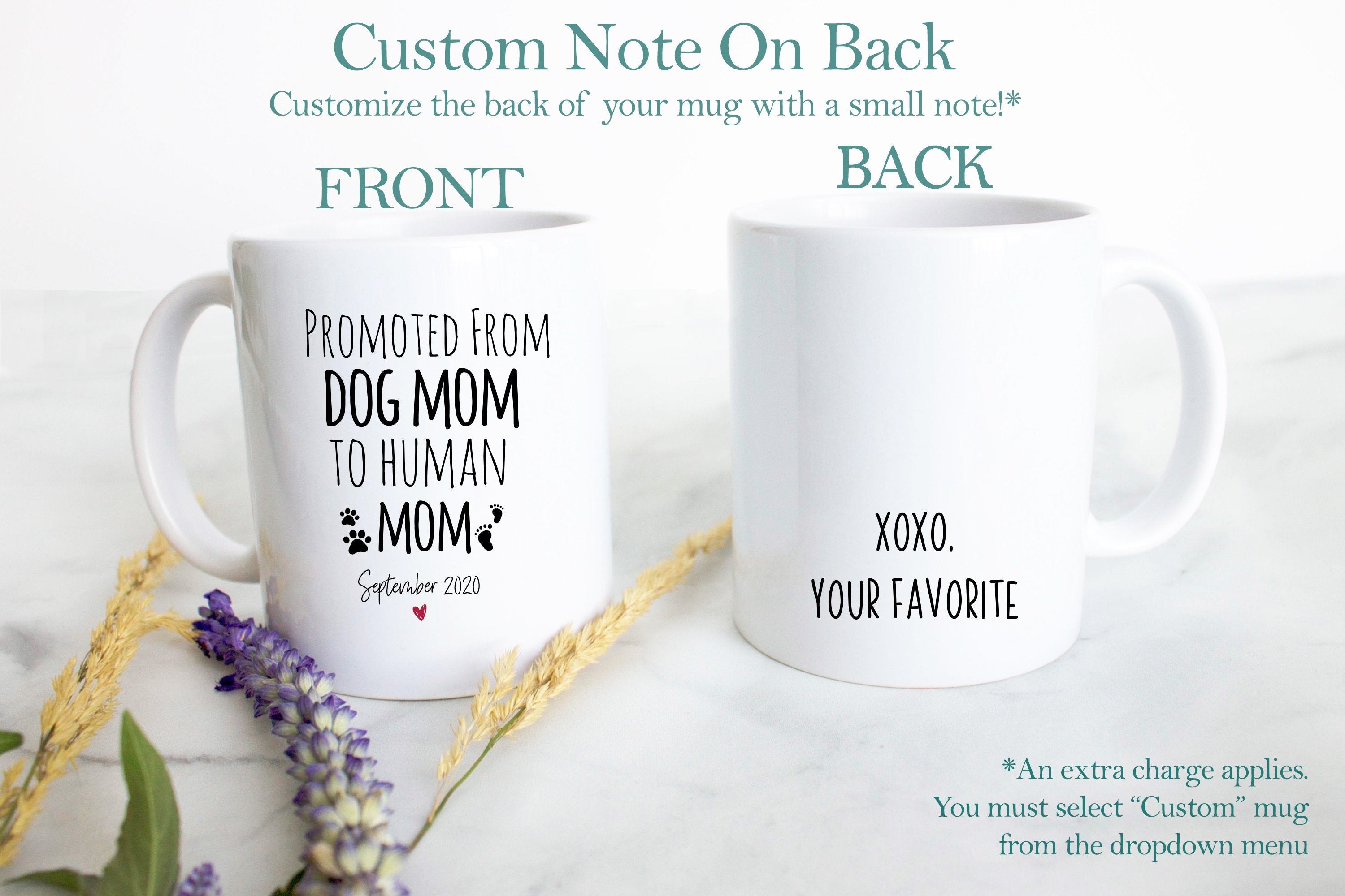 Promoted from Dog Mom and Dad to Human - White Ceramic Mug - Inkpot