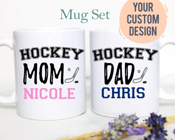 Hockey Mom Dad Individual OR Mug Set - White Ceramic Mug