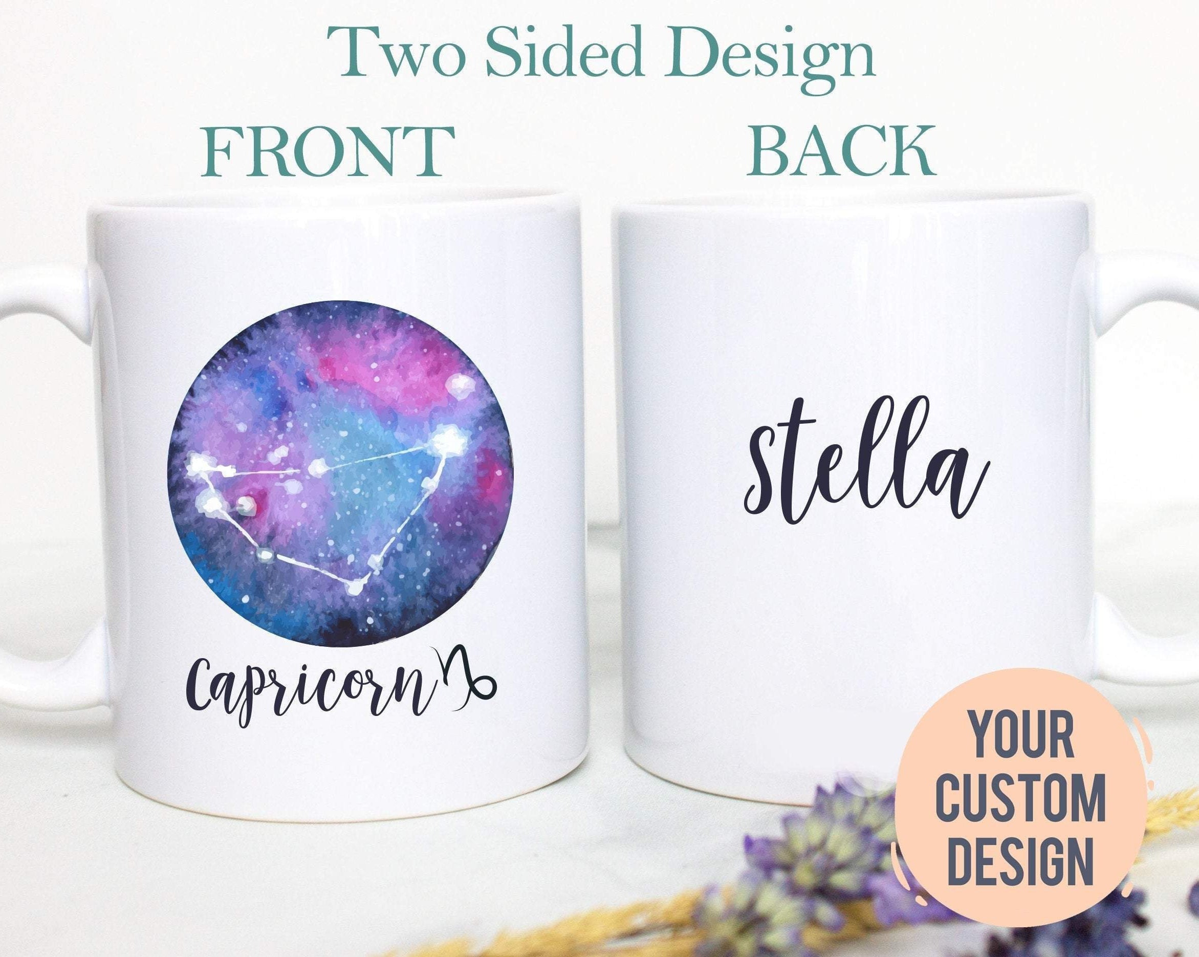 Capricorn Mug, Personalized Name Zodiac Mug, Gift for Her, Custom Name Mug, Capricorn Gift, Capricorn Coffee Mug, Zodiac, Constellation Gift