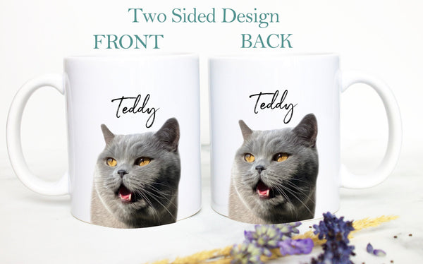 Custom Cat Pet Photo Portrait - White Ceramic Mug