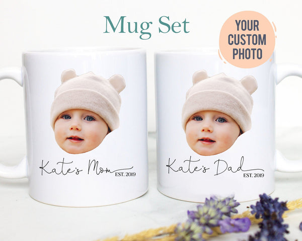 Custom Baby Face Photo Gift For Mom Dad Individual OR Mugset, Personalized Photo Mug, Christmas Gift, Parents Birthday, Anniversary, Couples