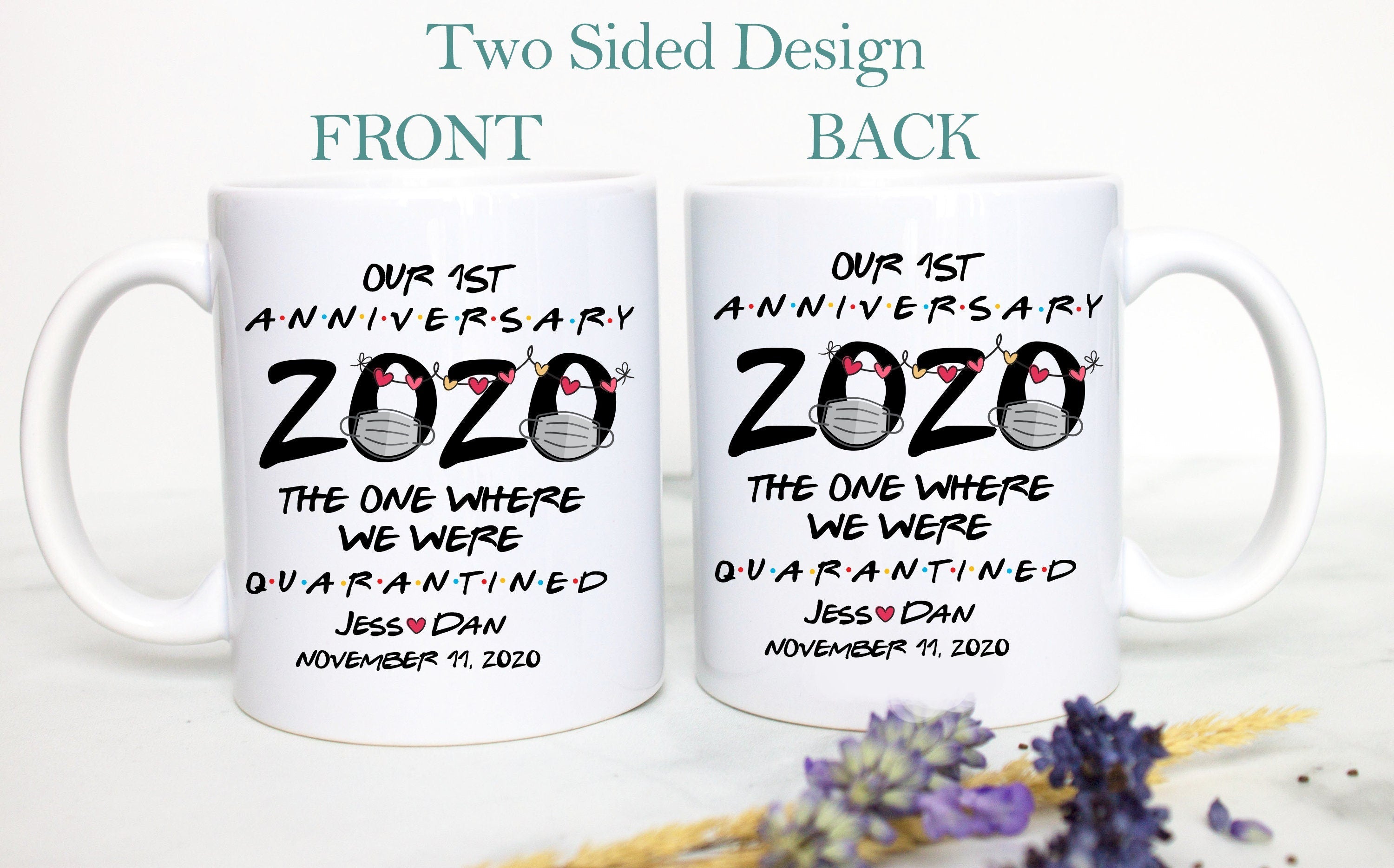 Quarantine Anniversary, Custom Funny Mug, Pandemic Lockdown, Funny 2020, Social Distance, Anniversary Gift, Couples Gift, Gift for Husband